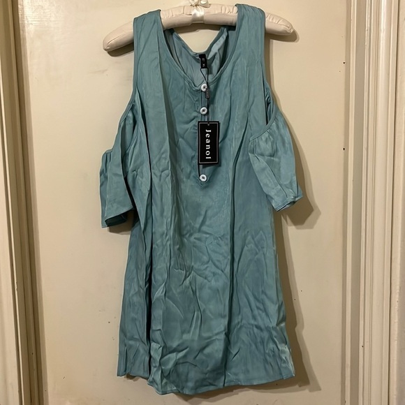 NWT XL cold shoulder flared ruffle sleeved tunic top swing shirt - Picture 2 of 4